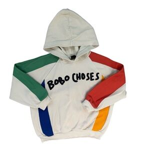 Bobo Choses Cream Hoodie with Colorful Stripes